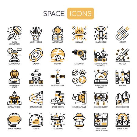 Space , Thin Line and Pixel Perfect Iconsのイラスト素材