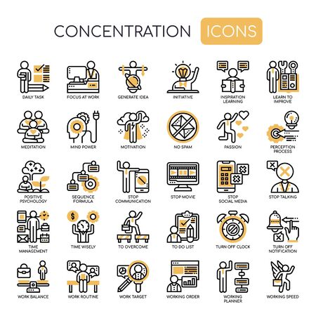 Concentration , Thin Line and Pixel Perfect Iconsのイラスト素材
