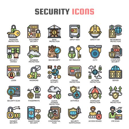 Security and Protection , Thin Line and Pixel Perfect Iconsのイラスト素材