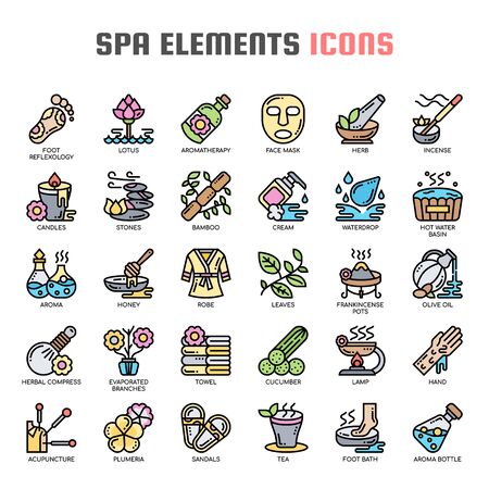 Spa Elements , Thin Line and Pixel Perfect Iconsのイラスト素材