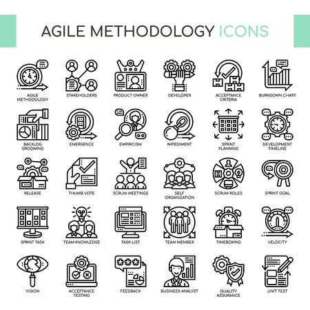 Agile Methodology , Thin Line and Pixel Perfect Iconsのイラスト素材