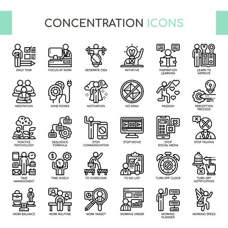 Concentration , Thin Line and Pixel Perfect Iconsのイラスト素材