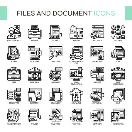 Files and Documents , Thin Line and Pixel Perfect Iconsのイラスト素材
