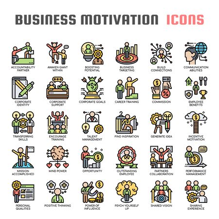 Business Motivation, Thin Line and Pixel Perfect Iconsのイラスト素材
