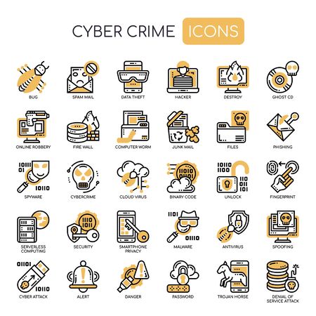 Cyber Crime , Thin Line and Pixel Perfect Iconsのイラスト素材