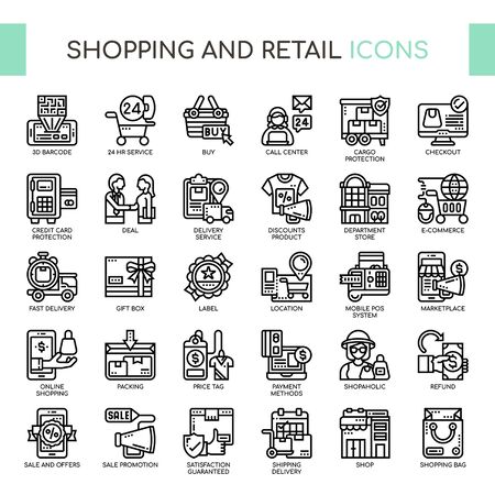 Shopping and Retail , Thin Line and Pixel Perfect Iconsのイラスト素材