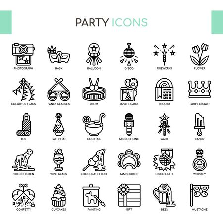 Party , Thin Line and Pixel Perfect Iconsのイラスト素材