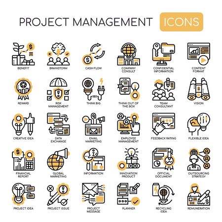Project Management , Thin Line and Pixel Perfect Iconsのイラスト素材