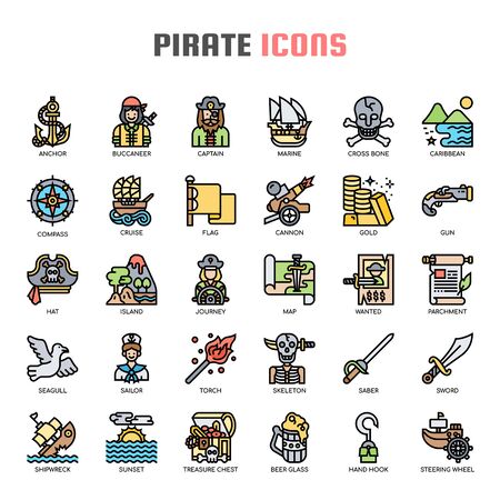 Pirate , Thin Line and Pixel Perfect Iconsのイラスト素材
