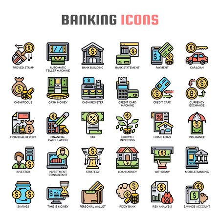 Banking , Thin Line and Pixel Perfect Iconsのイラスト素材
