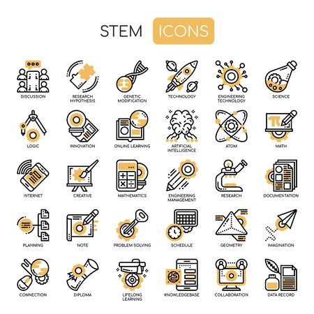 STEM , Thin Line and Pixel Perfect Iconsのイラスト素材