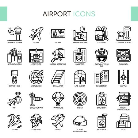 Airport , Thin Line and Pixel Perfect Iconsのイラスト素材