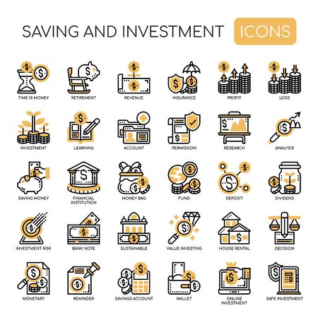 Saving and Investment , Thin Line and Pixel Perfect Iconsのイラスト素材
