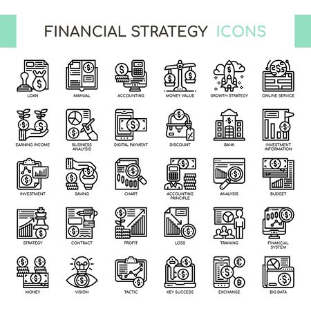 Financial Strategy , Thin Line and Pixel Perfect Iconsのイラスト素材