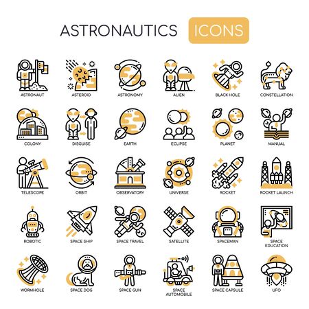 Astronautics Technology , Thin Line and Pixel Perfect Iconsのイラスト素材