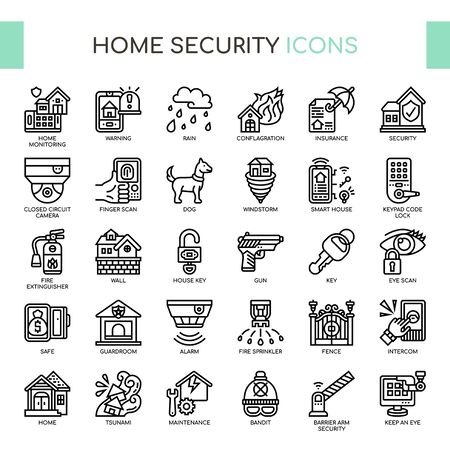 Home Security , Thin Line and Pixel Perfect Iconsのイラスト素材