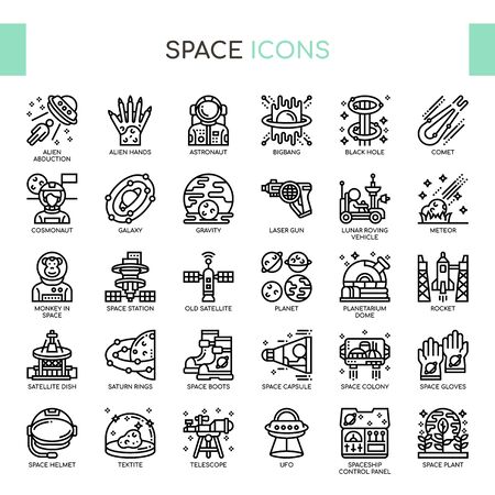 Space , Thin Line and Pixel Perfect Iconsのイラスト素材