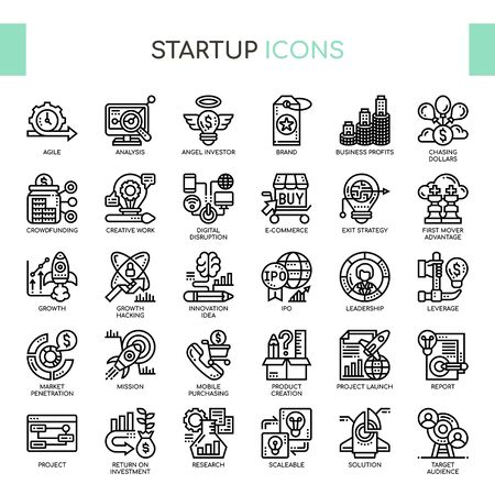 Startup , Thin Line and Pixel Perfect Iconsのイラスト素材