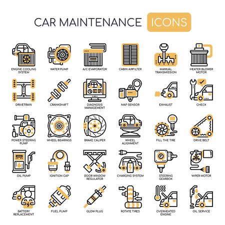 Car Maintenance , Thin Line and Pixel Perfect Iconsのイラスト素材