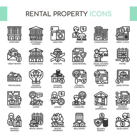 Rental Property Investing , Thin Line and Pixel Perfect Iconsのイラスト素材