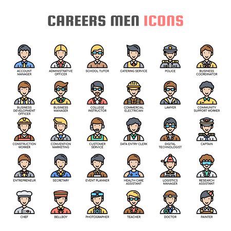 Careers Men , Thin Line and Pixel Perfect Iconsのイラスト素材