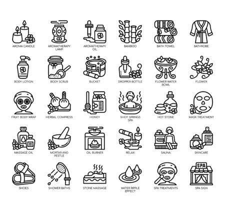 Set of spa thin line and pixel perfect icons for any web and app project.のイラスト素材