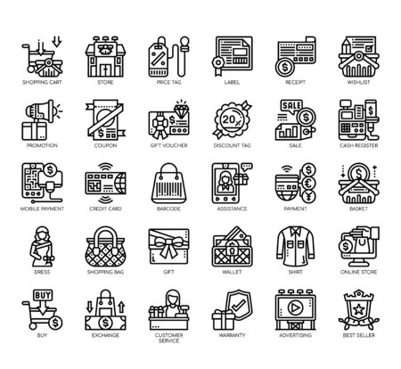 Set of back friday thin line and pixel perfect icons for any web and app project.のイラスト素材