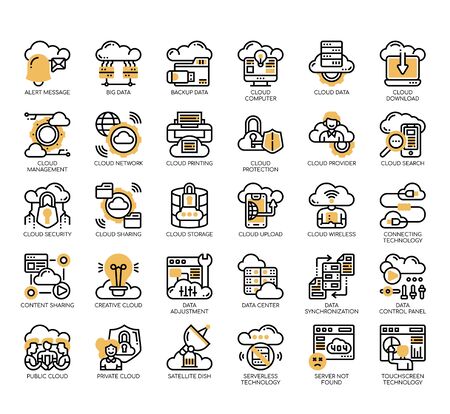 Set of cloud technology thin line and pixel perfect icons for any web and app project.のイラスト素材
