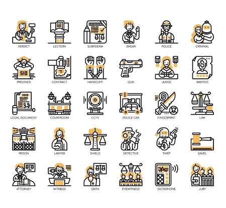 Set of law and justice thin line and pixel perfect icons for any web and app project.のイラスト素材