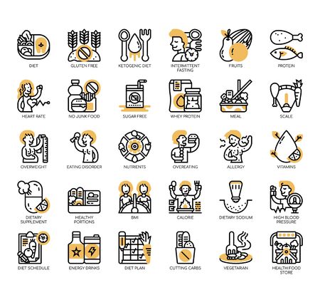 Set of diet thin line and pixel perfect icons for any web and app project.のイラスト素材