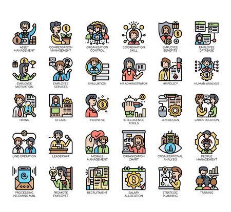 Set of human resource thin line and pixel perfect icons for any web and app project.のイラスト素材