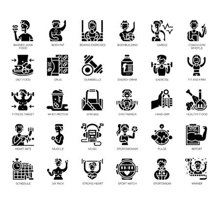 Set of fitness thin line and pixel perfect icons for any web and app project.のイラスト素材