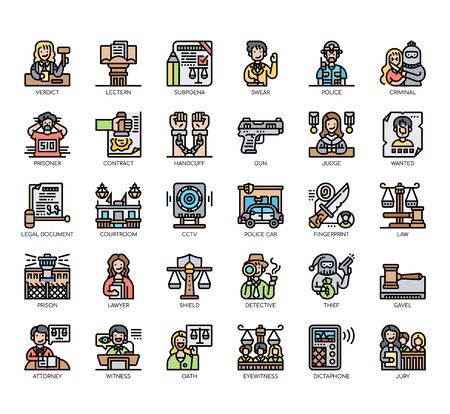 Set of law and justice thin line and pixel perfect icons for any web and app project.のイラスト素材