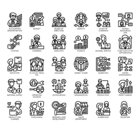 Set of company structure thin line and pixel perfect icons for any web and app project.のイラスト素材