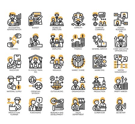 Set of company structure thin line and pixel perfect icons for any web and app project.のイラスト素材