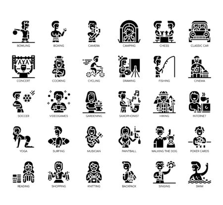 Set of hobbies thin line and pixel perfect icons for any web and app project.のイラスト素材