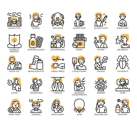 Set of allery thin line and pixel perfect icons for any web and app project.のイラスト素材