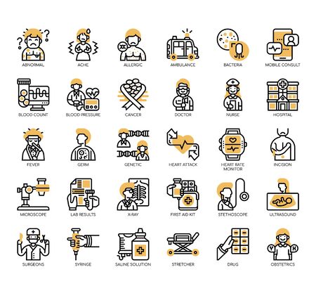 Set of medical thin line and pixel perfect icons for any web and app project.のイラスト素材