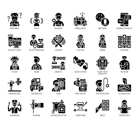 Set of medical thin line and pixel perfect icons for any web and app project.のイラスト素材