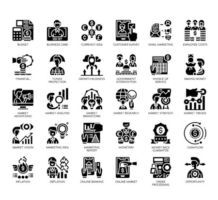 Set of market and economy thin line and pixel perfect icons for any web and app project.のイラスト素材