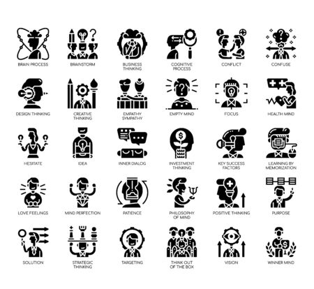 Set of mind process thin line and pixel perfect icons for any web and app project.のイラスト素材