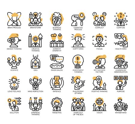Set of mind process thin line and pixel perfect icons for any web and app project.のイラスト素材