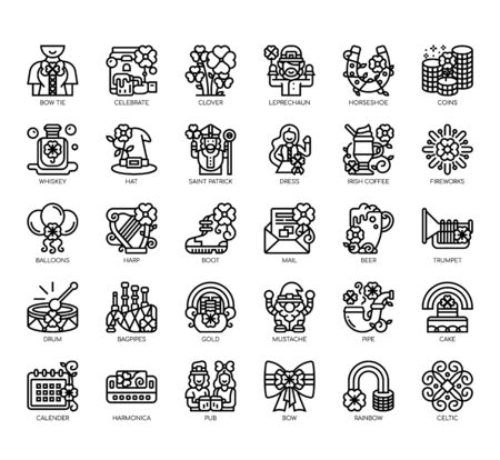 Set of saint patrick day thin line and pixel perfect icons for any web and app project.のイラスト素材