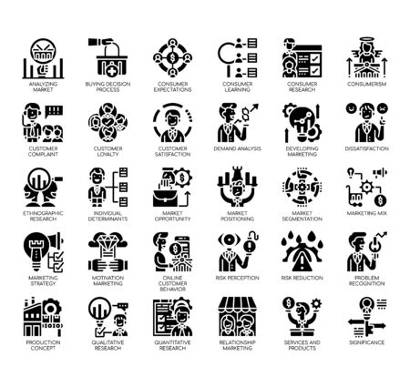 Set of consumer behaviour thin line and pixel perfect icons for any web and app project.のイラスト素材