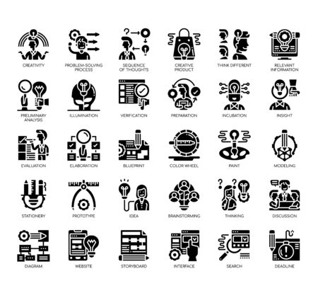 Set of creative process thin line and pixel perfect icons for any web and app project.のイラスト素材