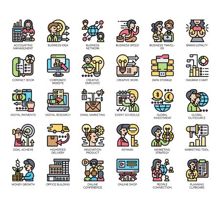 Set of modren business thin line and pixel perfect icons for any web and app project.のイラスト素材