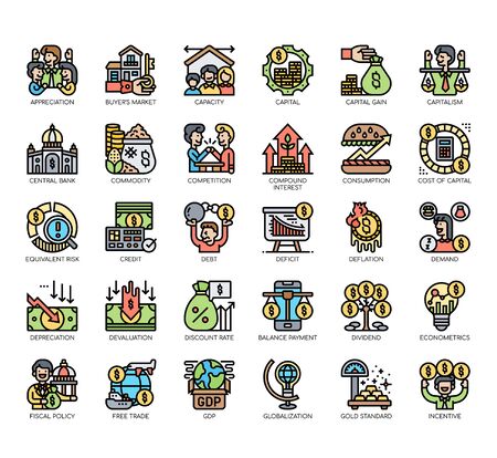 Set of economy thin line and pixel perfect icons for any web and app project.のイラスト素材