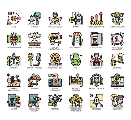 Set of startup thin line and pixel perfect icons for any web and app project.のイラスト素材