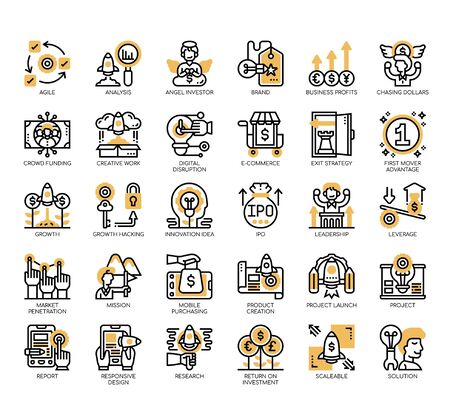 Set of startup thin line and pixel perfect icons for any web and app project.のイラスト素材
