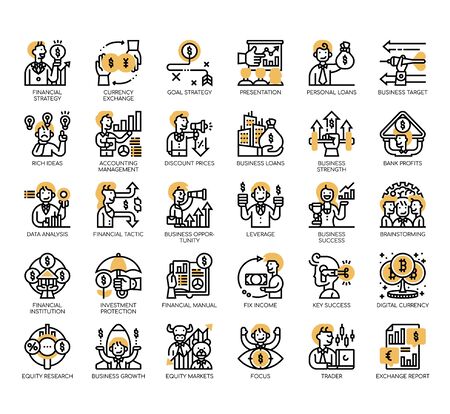 Set of financial strategy thin line and pixel perfect icons for any web and app project.のイラスト素材